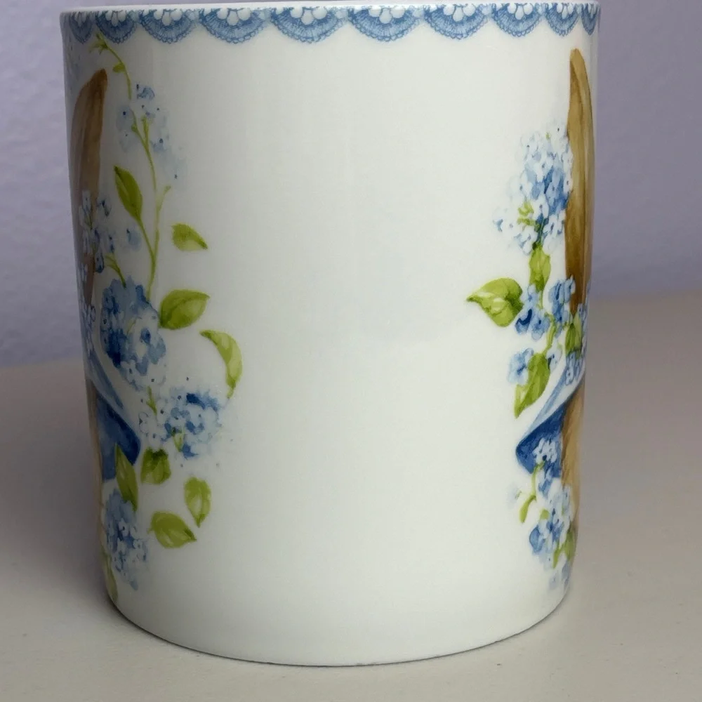 Giant Xl Floral Easter Bluebell Bunny XL Mug with Blue Hat Double Side Design
